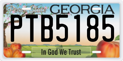 GA license plate PTB5185