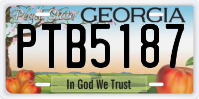 GA license plate PTB5187