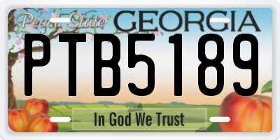 GA license plate PTB5189