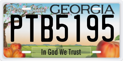GA license plate PTB5195