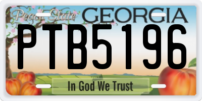GA license plate PTB5196