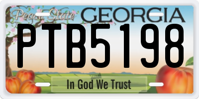 GA license plate PTB5198