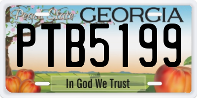 GA license plate PTB5199