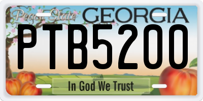 GA license plate PTB5200