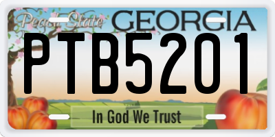 GA license plate PTB5201