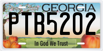 GA license plate PTB5202