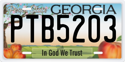 GA license plate PTB5203