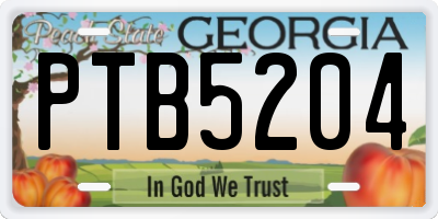 GA license plate PTB5204