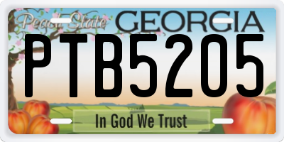 GA license plate PTB5205