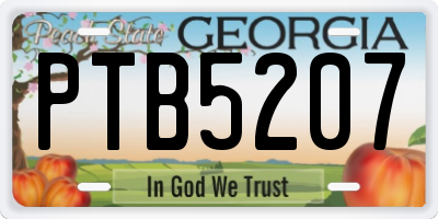 GA license plate PTB5207
