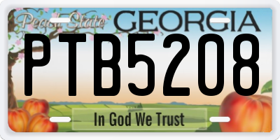 GA license plate PTB5208