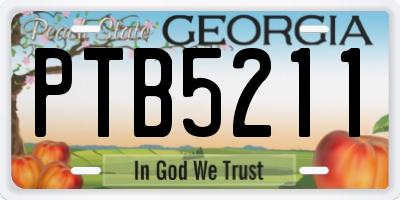 GA license plate PTB5211