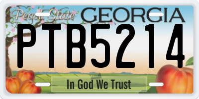 GA license plate PTB5214
