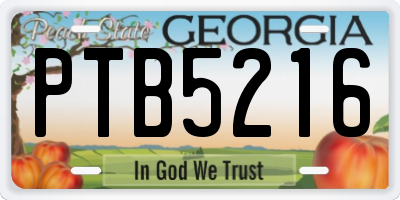GA license plate PTB5216