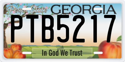 GA license plate PTB5217