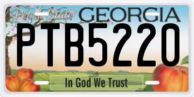 GA license plate PTB5220