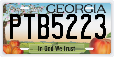 GA license plate PTB5223
