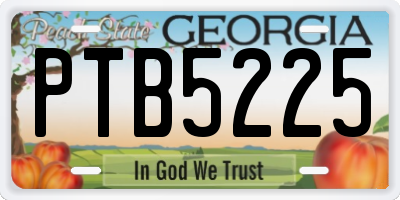 GA license plate PTB5225