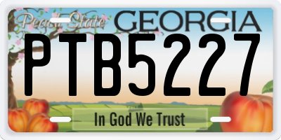GA license plate PTB5227