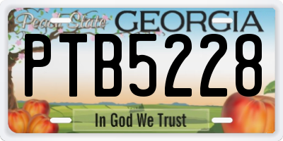GA license plate PTB5228