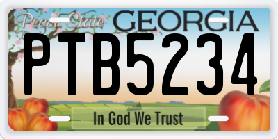 GA license plate PTB5234