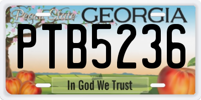 GA license plate PTB5236
