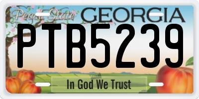 GA license plate PTB5239