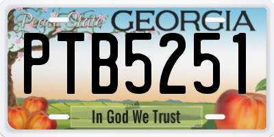 GA license plate PTB5251