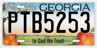 GA license plate PTB5253