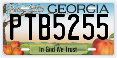 GA license plate PTB5255