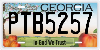 GA license plate PTB5257