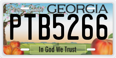 GA license plate PTB5266