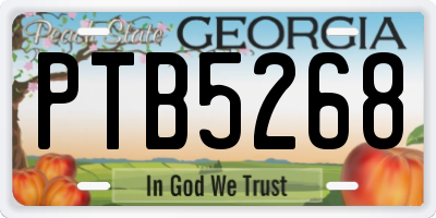 GA license plate PTB5268