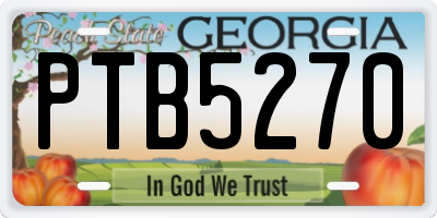 GA license plate PTB5270