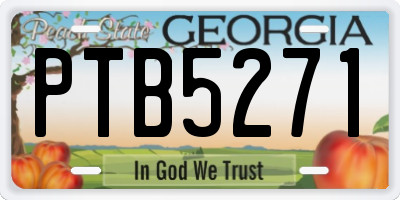 GA license plate PTB5271