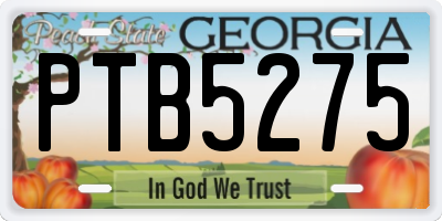 GA license plate PTB5275