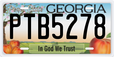 GA license plate PTB5278