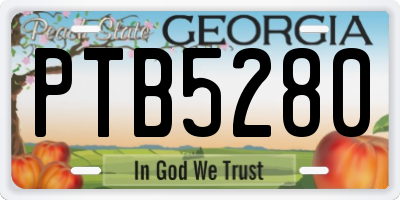 GA license plate PTB5280