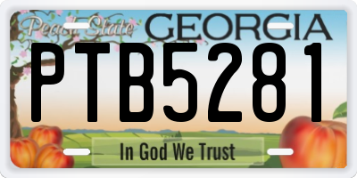 GA license plate PTB5281