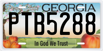 GA license plate PTB5288