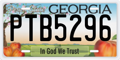 GA license plate PTB5296