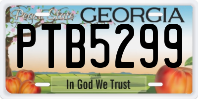 GA license plate PTB5299