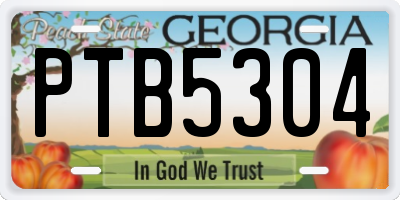 GA license plate PTB5304