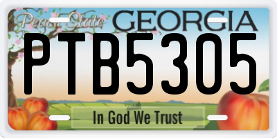 GA license plate PTB5305
