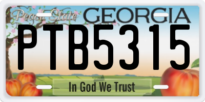 GA license plate PTB5315