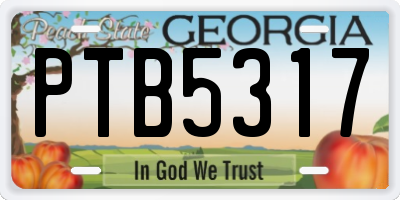 GA license plate PTB5317