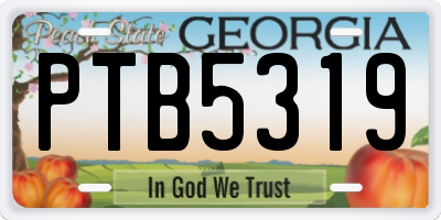 GA license plate PTB5319