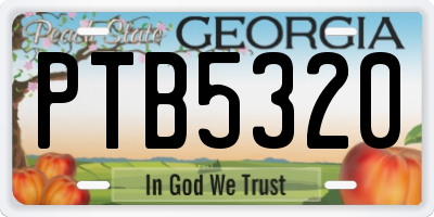 GA license plate PTB5320