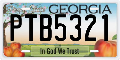 GA license plate PTB5321