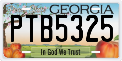 GA license plate PTB5325